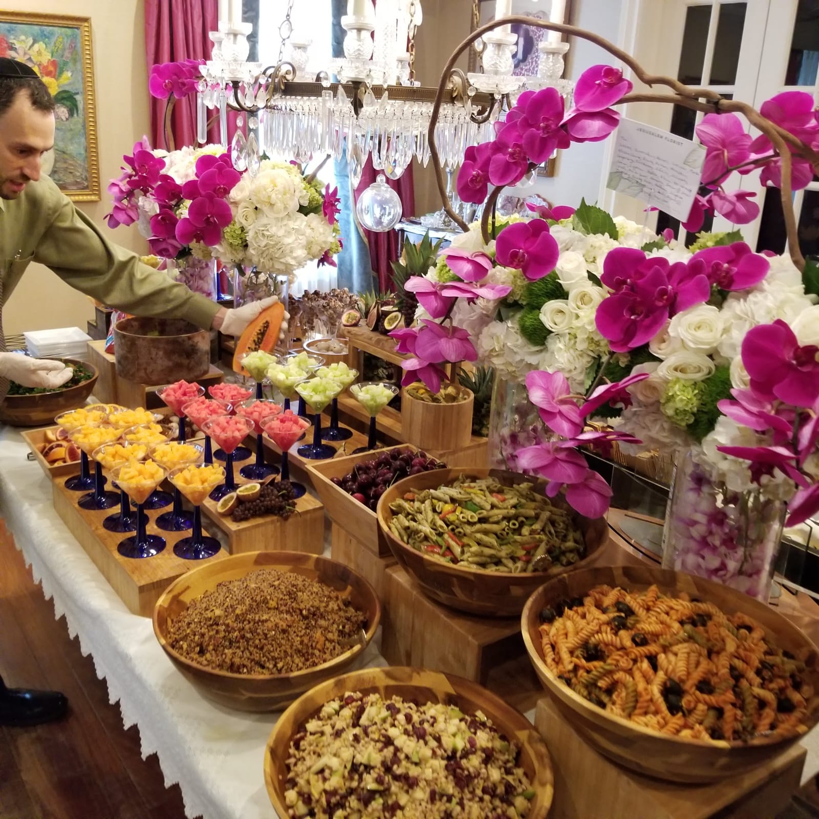 A buffet prepared for a Premier Caterers event